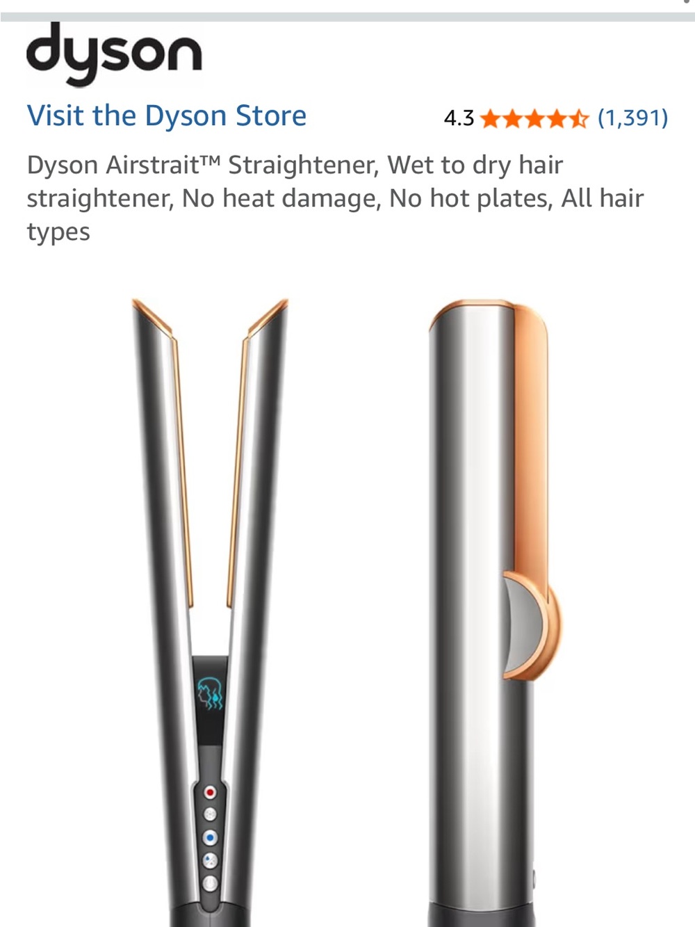 Dyson Hair Straightener in Silver and Rose Gold Trim